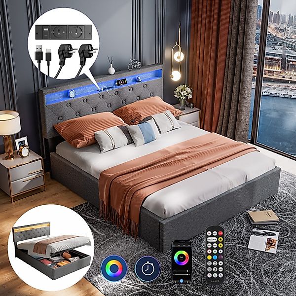 OULENBIYAR Polsterbett Polsterbett mit Stauraum 140x200cm, günstig online kaufen
