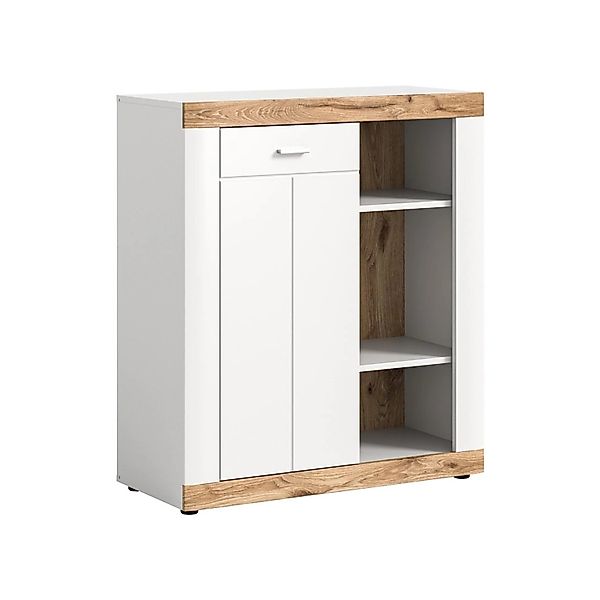 ebuy24 Laredo Kommode 1 Tür 2 Ablagen Matt Weiß Eiche Dekor Weiß günstig online kaufen