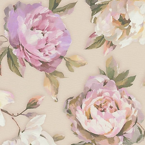 PROFHOME 396081-GU Blumen Tapete Floral Matt Violett Pink Grün Beige 0,53 m günstig online kaufen
