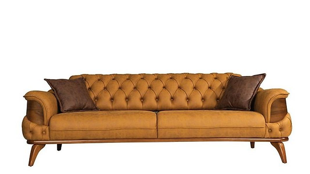 Xlmoebel Sofa Modernes gelbes Chesterfield-Ledersofa für drei Personen im D günstig online kaufen