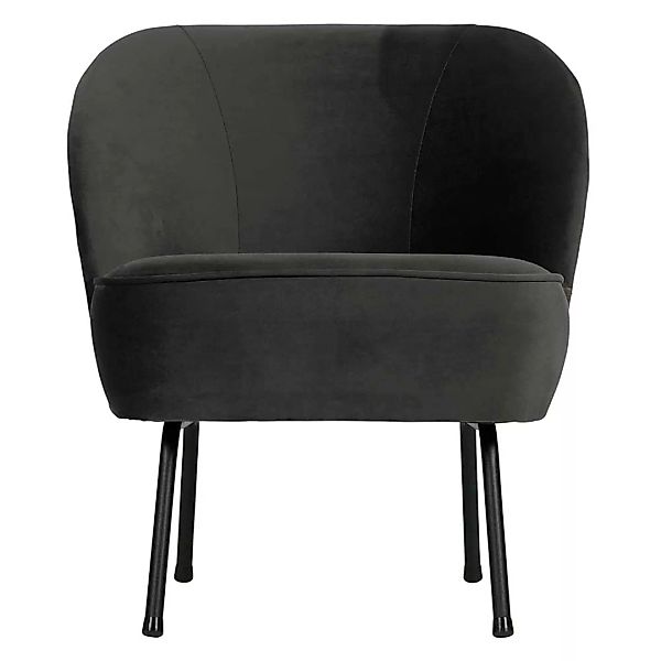 Retro Lounge Sessel in Schwarz Samt 4-Fuß Gestell aus Metall günstig online kaufen