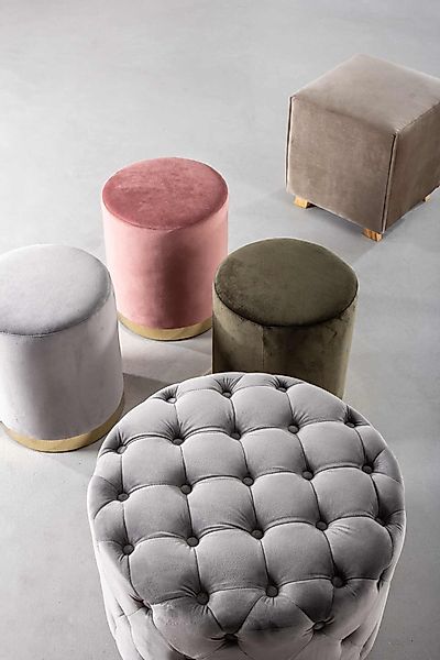 Bizzotto Pouf Lucilla in Samt-Optik, Grau günstig online kaufen