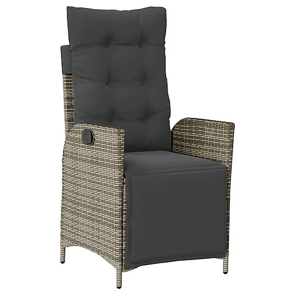 vidaXL Gartensessel mit Fußteil Verstellbar Grau Poly Rattan 365283 günstig online kaufen