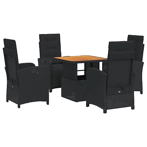 vidaXL 5-Tlg Garten-Essgruppe mit Kissen Schwarz Poly Rattan 3277328 günstig online kaufen