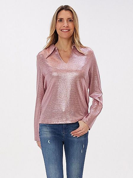 Sarah Kern Langarmshirt Langarmbluse Figurumspielend mit schillernder Oberf günstig online kaufen