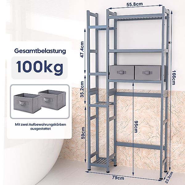 Yorbay Badregal Bambus Toilettenregal mit 7 günstig online kaufen