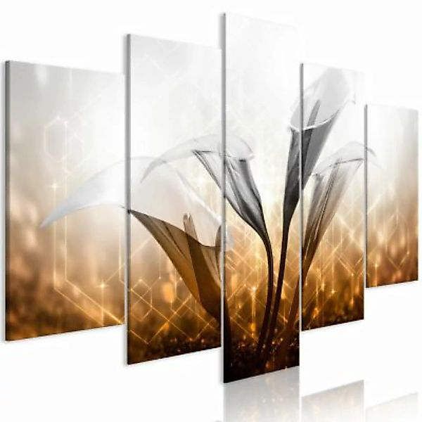 artgeist Wandbild Floral Quartet (5 Parts) Wide Golden grau-kombi Gr. 200 x günstig online kaufen