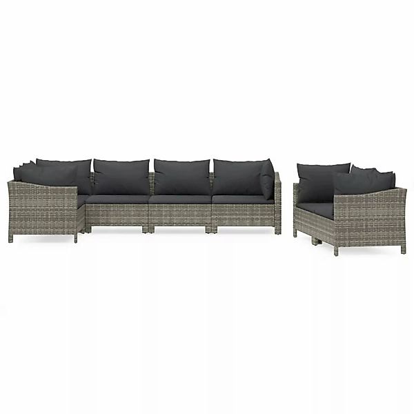 Vidaxl 7-tlg. Garten-lounge-set Mit Kissen Grau Poly Rattan günstig online kaufen