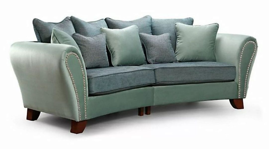 Casa Padrino 2-Sitzer Luxus 2er Sofa Grün / Blau / Dunkelbraun 250 x 120 x günstig online kaufen