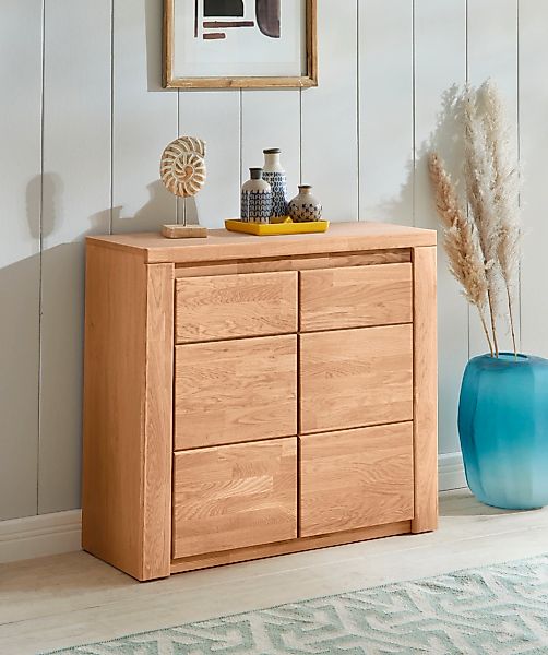 OTTO home Kommode "Burano,90cm breit,35 cm tief, Fronten Massivholz" Holz m günstig online kaufen