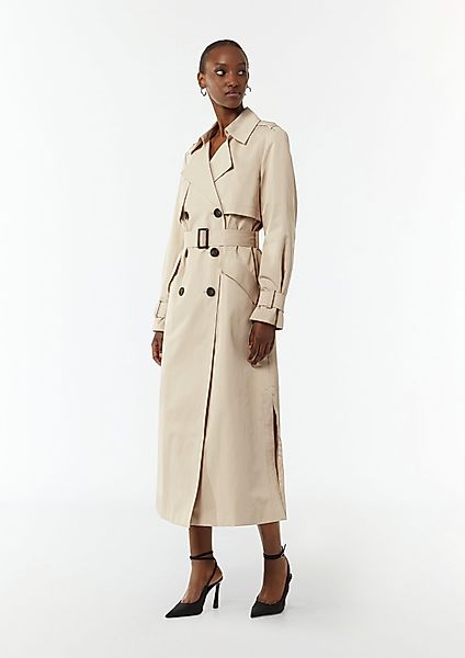 Comma Langmantel Langer Trenchcoat aus Baumwollmix günstig online kaufen