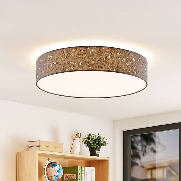 Lindby LED-Deckenlampe Ellamina, Ø 60 cm, anthrazit, Textil günstig online kaufen