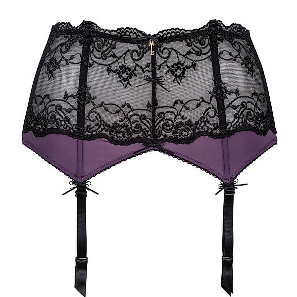 Escora Luxus Strumpfhalter / Taillengürtel in Schwarz-Aubergine günstig online kaufen
