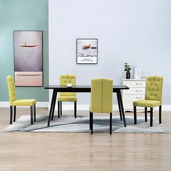Esszimmerstühle 4 Stück Grün Stoff günstig online kaufen