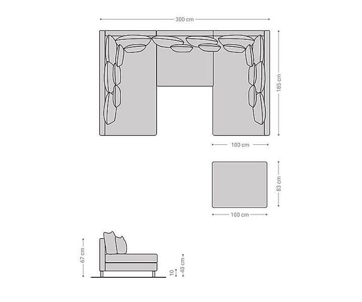 DELIFE Wohnlandschaft Clovis, Weiss Hellgrau mit Hocker Wohnlandschaft günstig online kaufen