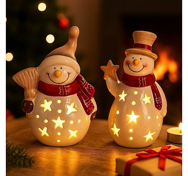 abc HOME LED-Dekofigur Dekofiguren Schneemänner, Keramik, Batteriebetrieben günstig online kaufen