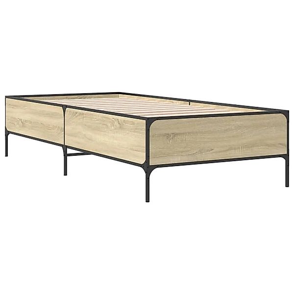 vidaXL Bettgestell Sonoma-Eiche 75x190 cm Holzwerkstoff und Metall 844992 günstig online kaufen