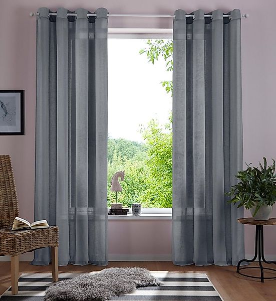 OTTO home Gardine Mara (1 St), Ösen, transparent, transparent, Leinen Optik günstig online kaufen