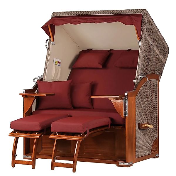 bene,iving Strandkorb Komplettset Schaalsee Mahagoni PE grau Modell 550 günstig online kaufen