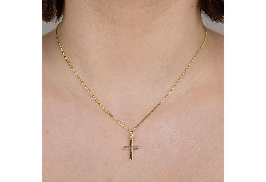 HOPLO Kreuzanhänger Anhänger Kreuz 585-14 Karat Gold mit vergoldeter Silber günstig online kaufen