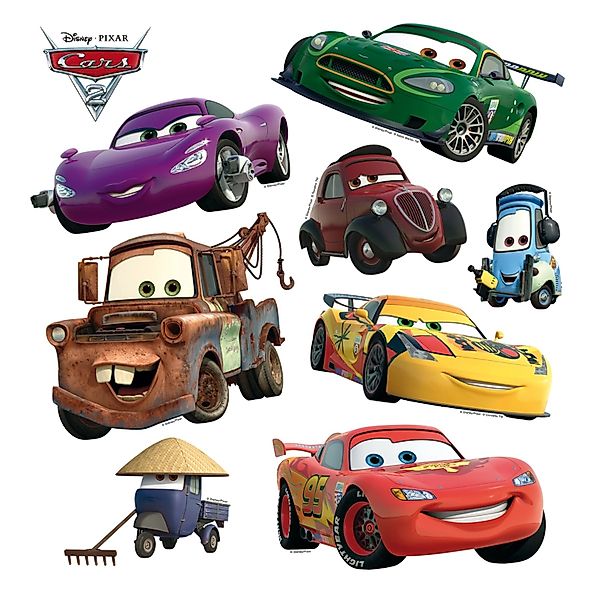 Disney Wandtattoo Cars Grün Gelb und Rot 30 x 30 cm 600220 günstig online kaufen