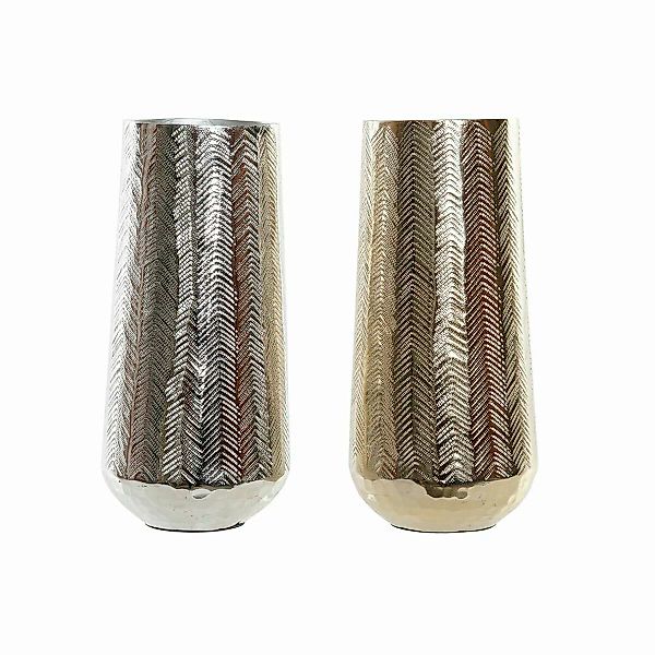 Vase Dkd Home Decor Aluminium Moderne Silberfarben (2 Pcs) (11 X 11 X 23.5 günstig online kaufen