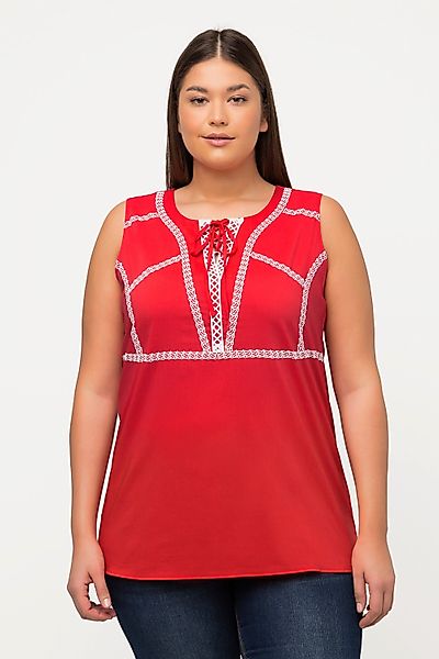 Ulla Popken Spitzenbluse Blusentop Schnürung A-Linie günstig online kaufen