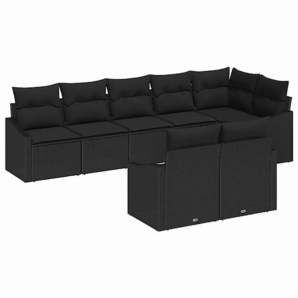 vidaXL Gartensofa-Set mit Kissen 8 Stk Schwarz Poly-Rattan 3355442 günstig online kaufen