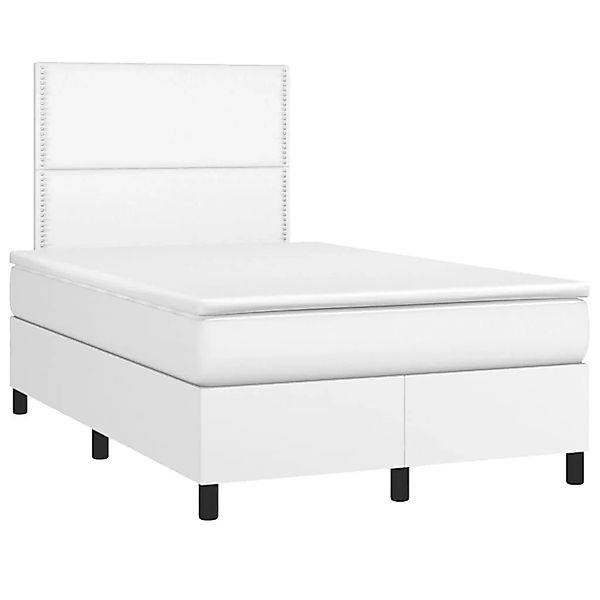 vidaXL Boxspringbett mit Matratze Weiß 120x190 cm Kunstleder 3269972 günstig online kaufen