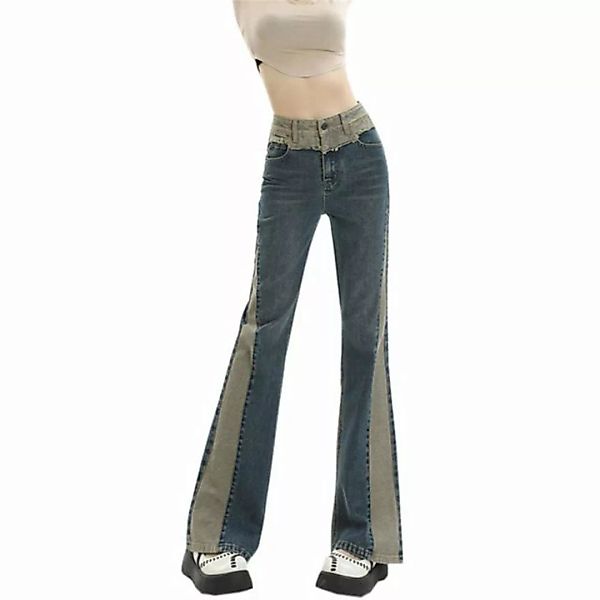 RUZU UG Stretch-Jeans Damenjeans Skinny Jeans Kontrastfarbene Bootcut-Hose günstig online kaufen