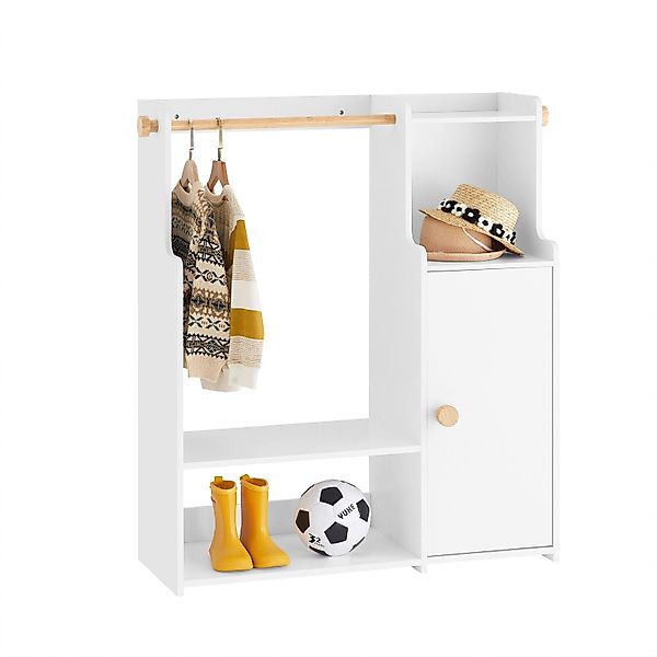 SoBuy Kinderkleiderschrank mit Tür Kleiderständer mit 4 Fächern Weiß KMB110 günstig online kaufen