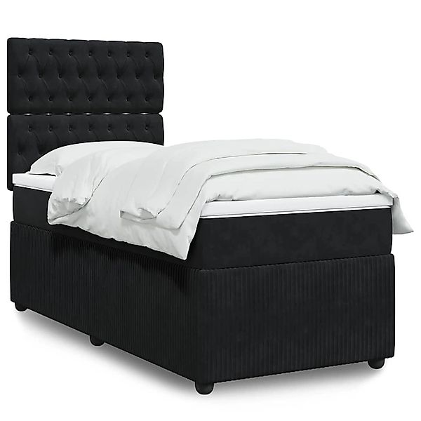 vidaXL Boxspringbett mit Matratze Schwarz 100x200 cm Samt 3294570 günstig online kaufen