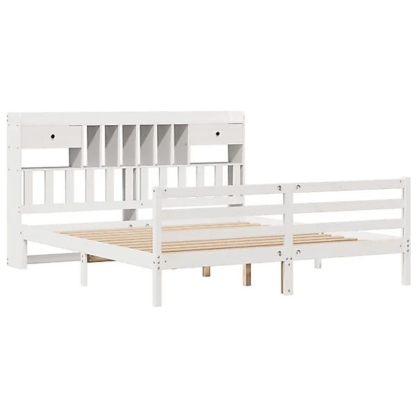 vidaXL Massivholzbett mit Regal ohne Matratze Weiß 180x200 cm Kiefer 332194 günstig online kaufen