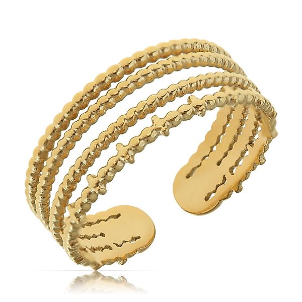 Made by Nami Fingerring Breiter Goldener Boho Edelstahl Ring Drei-Stränge-D günstig online kaufen