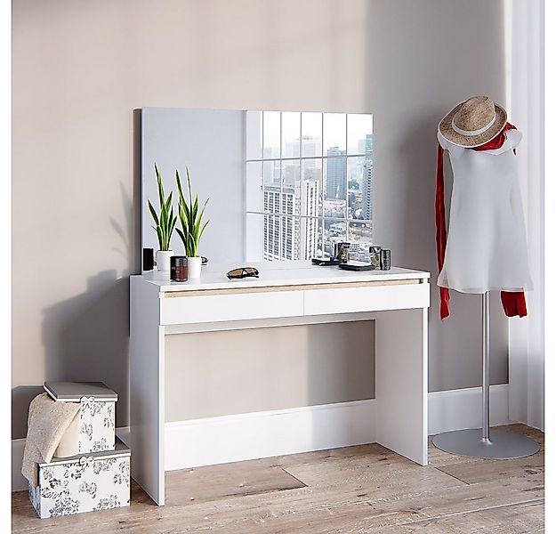 Vicco Schminktisch Emma, Weiß/Sonoma, 120 cm ohne Spiegel günstig online kaufen