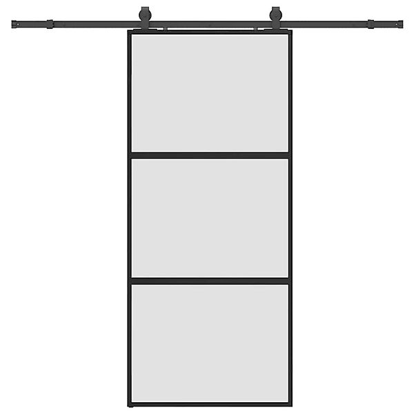 vidaXL Schiebetür mit Beschlag Schwarz 90x205 cm Hartglas 3375955 günstig online kaufen