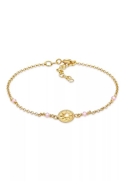 Elli Armband "Coin Rund Sonne Antik Rosa Quarz 925er Silber" günstig online kaufen