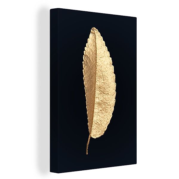 OneMillionCanvasses® Leinwandbild Blätter - Schwarz und günstig online kaufen
