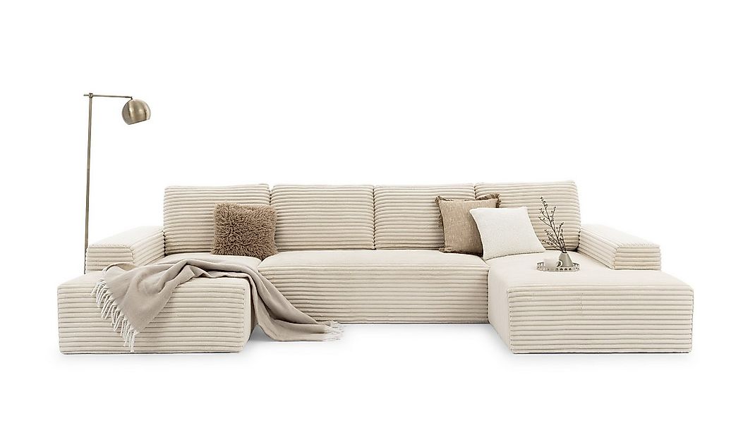 PROMETO Möbel Ecksofa Azzano U-Form, Sofa U-Form, Couch Breitcord Stoff günstig online kaufen