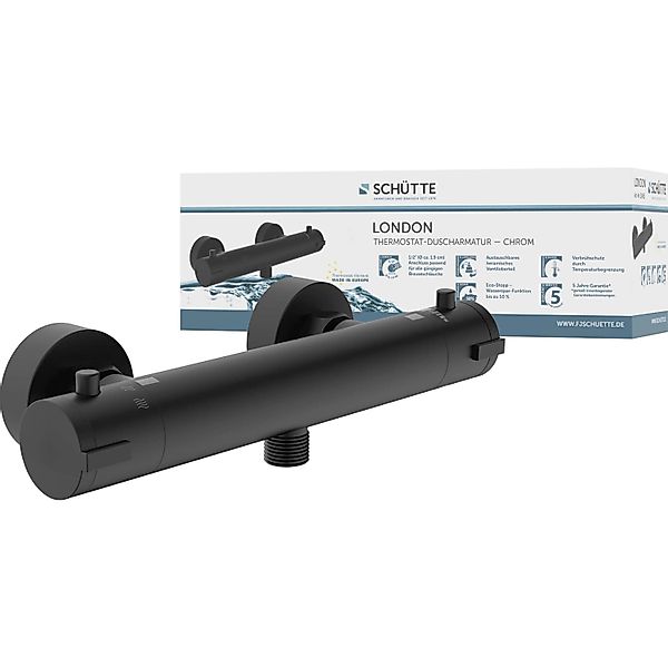 Schütte Thermostat Duscharmatur London Schwarz Matt günstig online kaufen