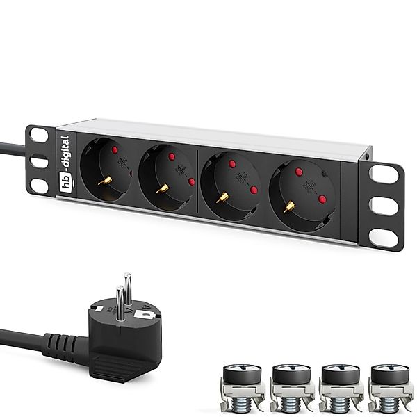 hb-digital 10 Zoll Steckdosenleiste 4-Fach für Serverschrank 1HE günstig online kaufen