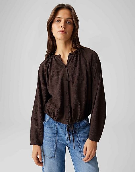 OPUS Langarmbluse Firene Lockere Passform, leichte Kräuselung unter Halsloc günstig online kaufen