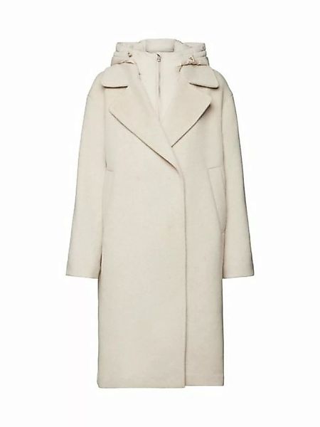 Esprit Collection Wollmantel Wattierter Wollmix-Mantel mit abnehmbarer Kapu günstig online kaufen