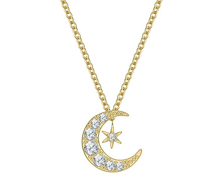 Rafaela Donata Silberkette Mond/Stern gelbgold, mit Zirkonia günstig online kaufen