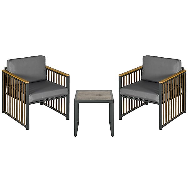 Outsunny Gartenmöbel-Set 3-tlg. inkl. Couchtisch 2 Stühle günstig online kaufen