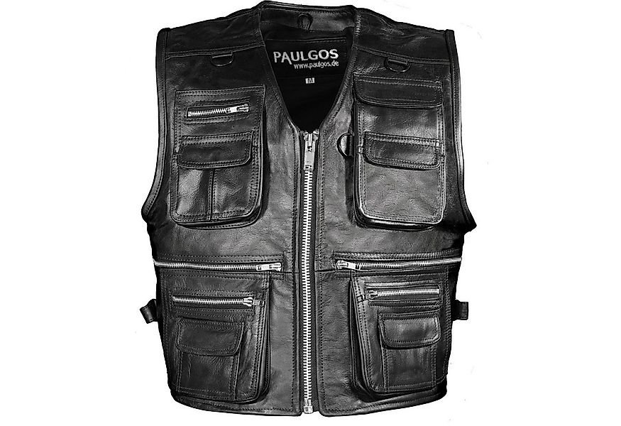 PAULGOS Motorradweste Lederweste Biker Kutte Clubweste Chopper Weste 100% E günstig online kaufen