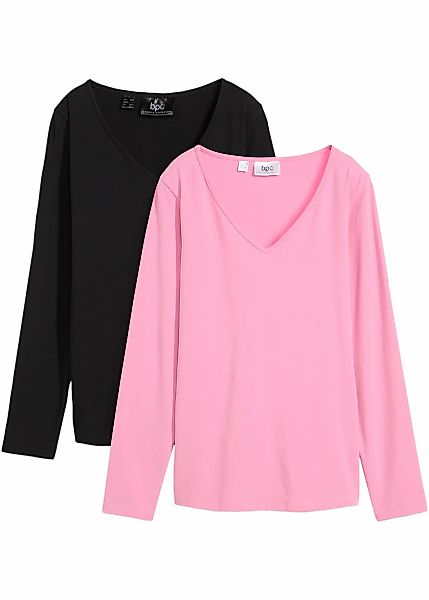bonprix Langarmshirt "Figurbetontes Langarmshirt (2er Pack)" Packung, 2, 2 günstig online kaufen