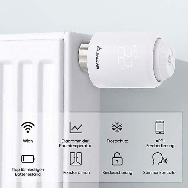 Salcar Heizkörperthermostat Smartes WiFi Heizungsthermostat, (1 günstig online kaufen