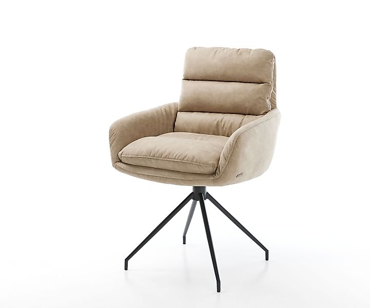 Esszimmerstuhl Abelia-Flex mit Armlehnen Mikrofaser Beige Vintage Kreuzgest günstig online kaufen