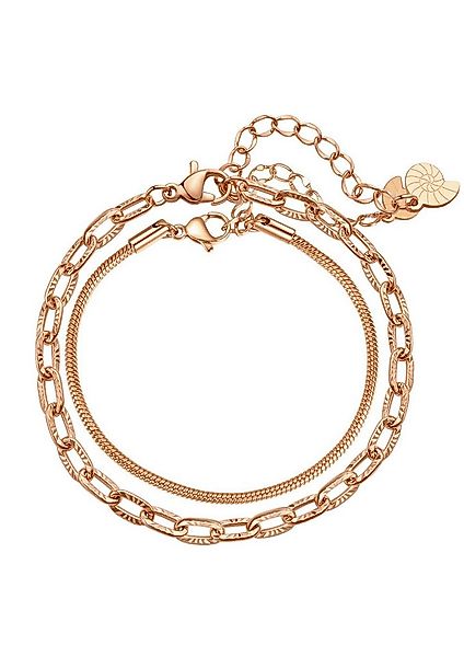 Hey Happiness Gliederarmband Set Damen Edelstahl mehrreihig, 18K Roségold v günstig online kaufen